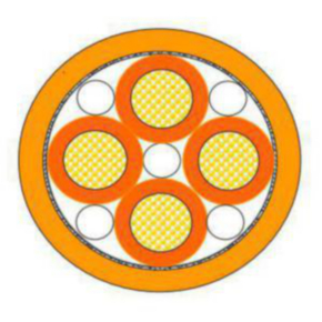 Electric & Hybrid Vehicle Battery Cable, 10 AWG, 4C, TINNED COPPER BRAID, 1kV, EXRAD HVFX Insulated, Orange