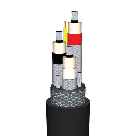 Type SHD-GC Mining Cable, 1 AWG, 3 Conductor, 259 Strand, 5kV, Black