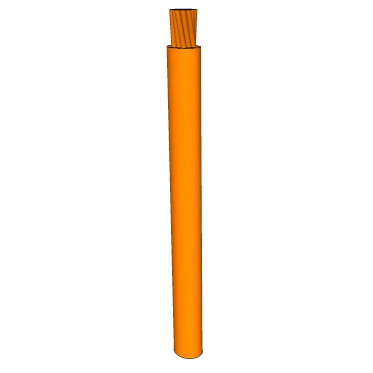12 AWG, UL 1015 Lead Wire, 65 Strand, 105C, 600V, Bare copper, PVC, Orange