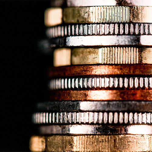 Extreme close-up photo of stacked coins